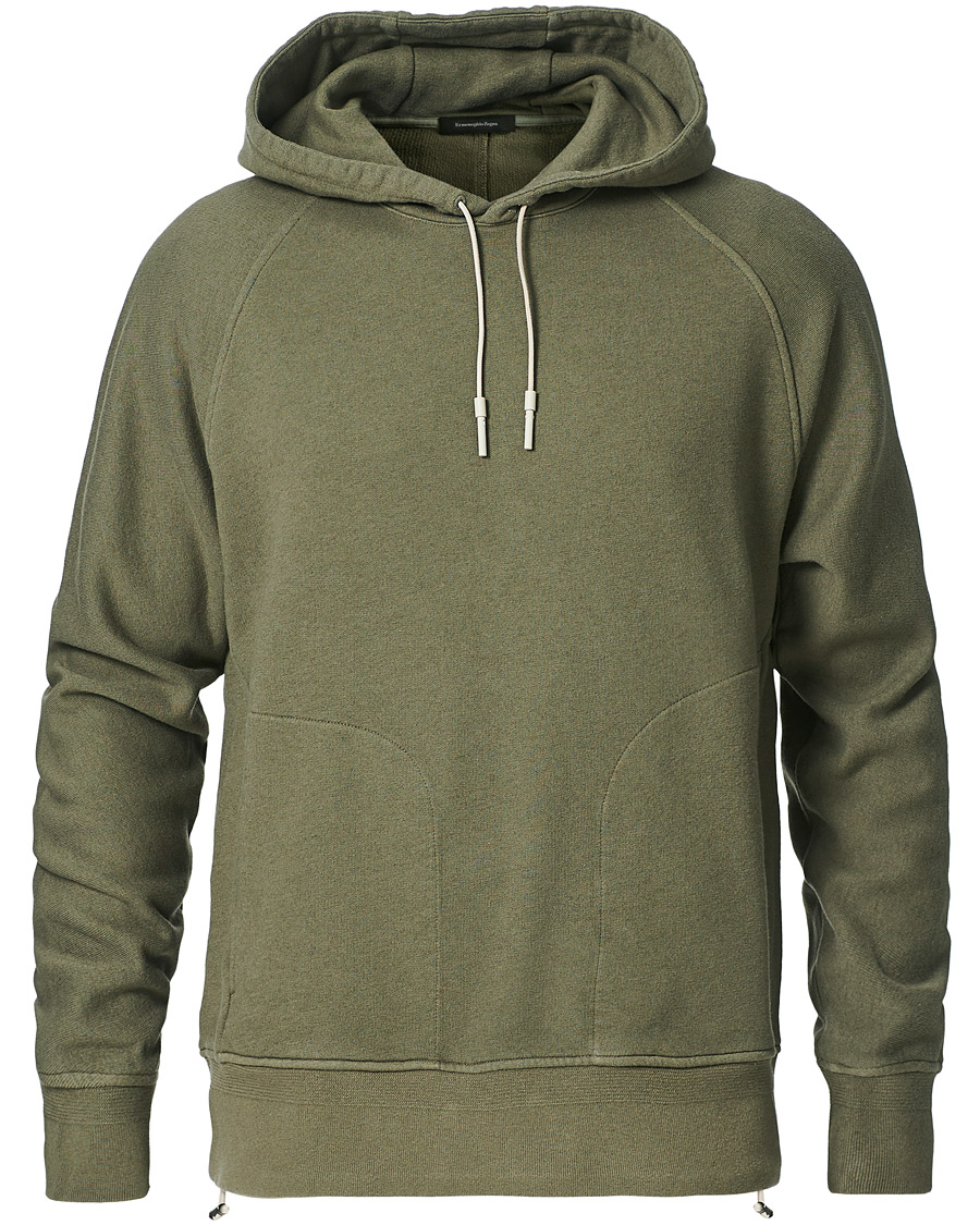 Men | Sweaters & Knitwear | Ermenegildo Zegna | Cotton/Cashmere Hoodie Sage Green