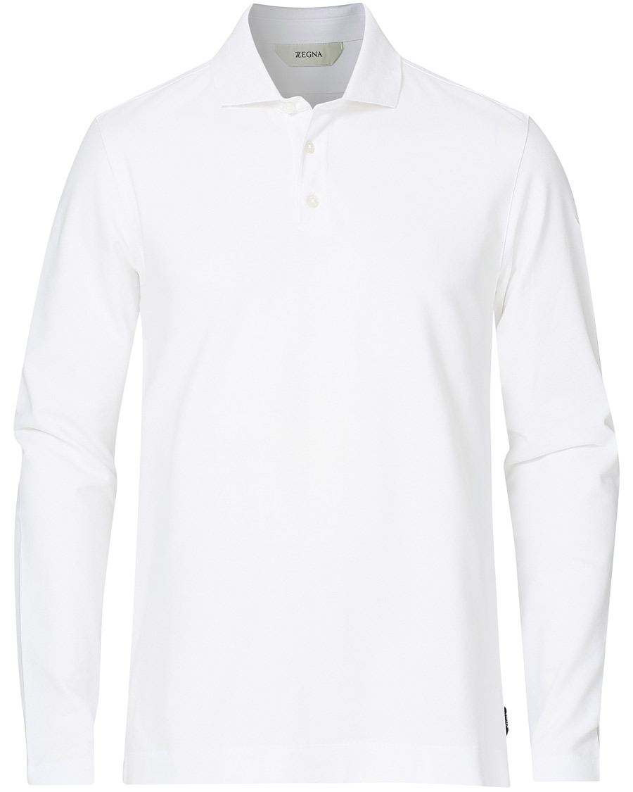 Men | Sweaters & Knitwear | Z Zegna | Stretch Piquet Long Sleeve Polo White