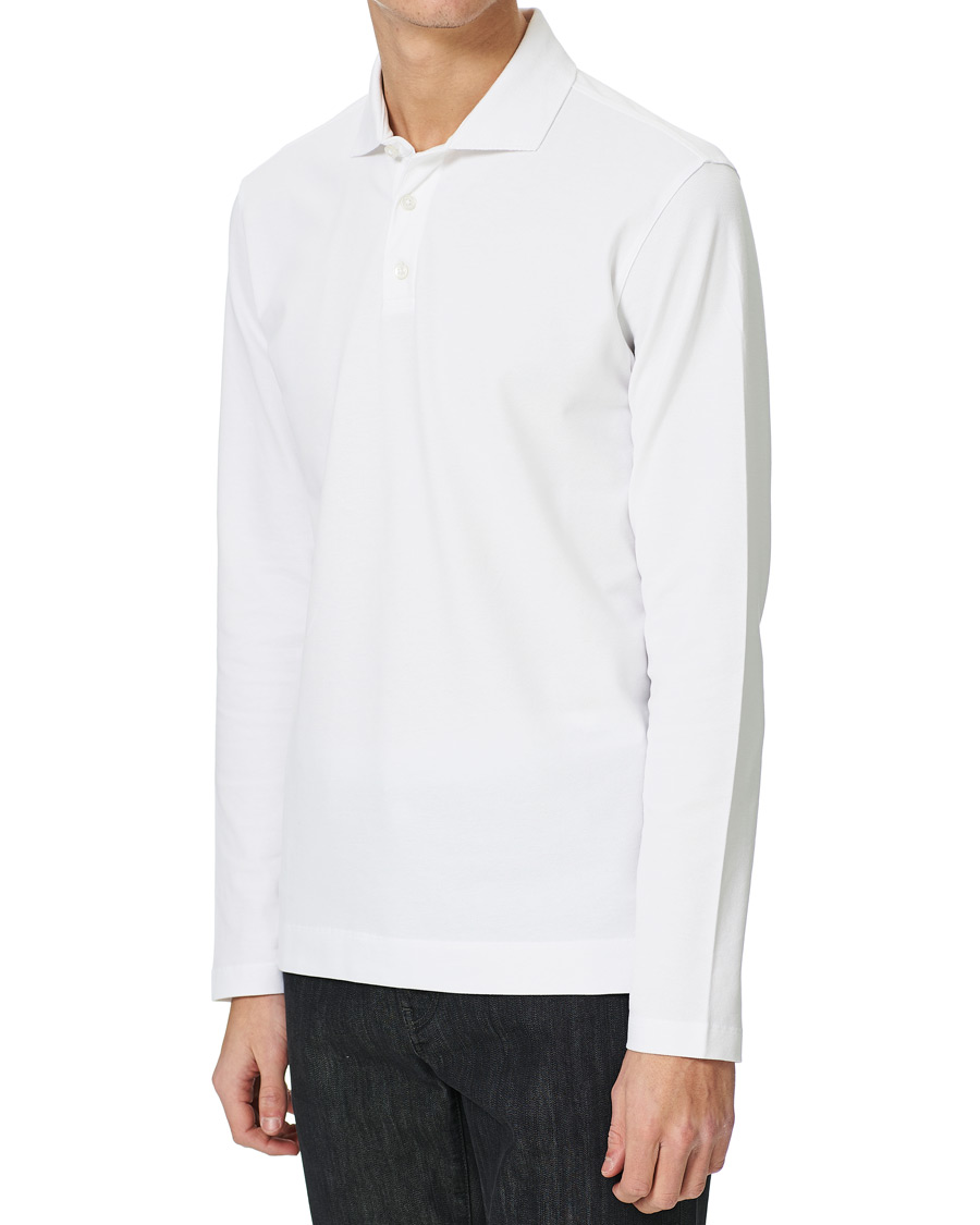 Men | Sweaters & Knitwear | Z Zegna | Stretch Piquet Long Sleeve Polo White