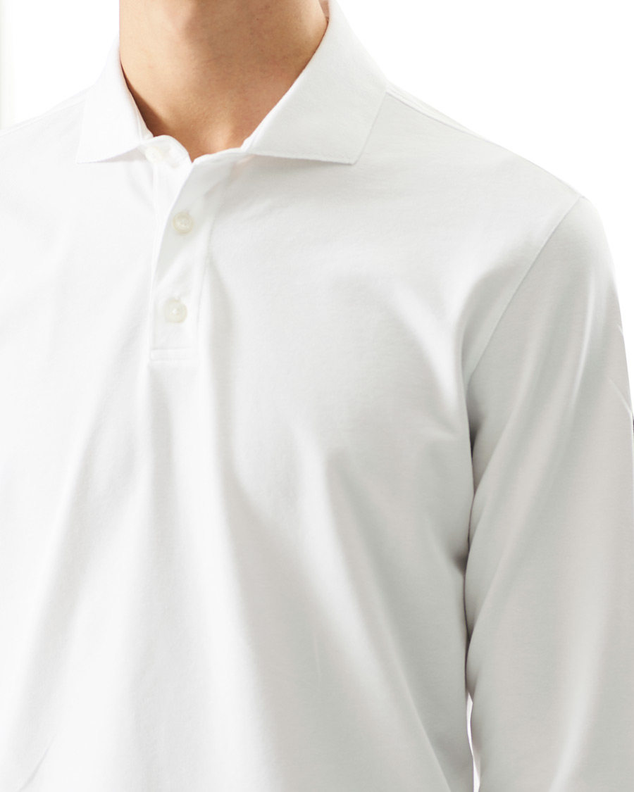 Men | Sweaters & Knitwear | Z Zegna | Stretch Piquet Long Sleeve Polo White