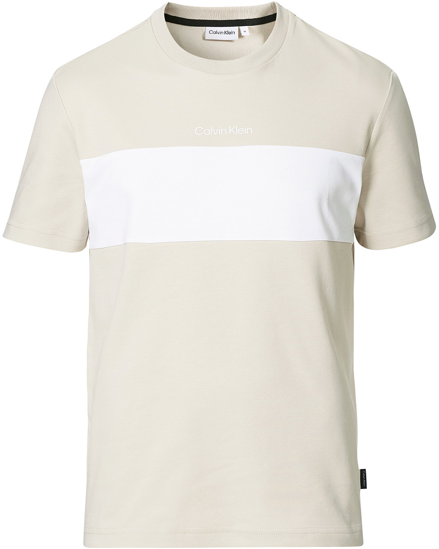 Men | T-Shirts | Calvin Klein | Logo Colorblock Crew Neck Tee Stony Beige/White