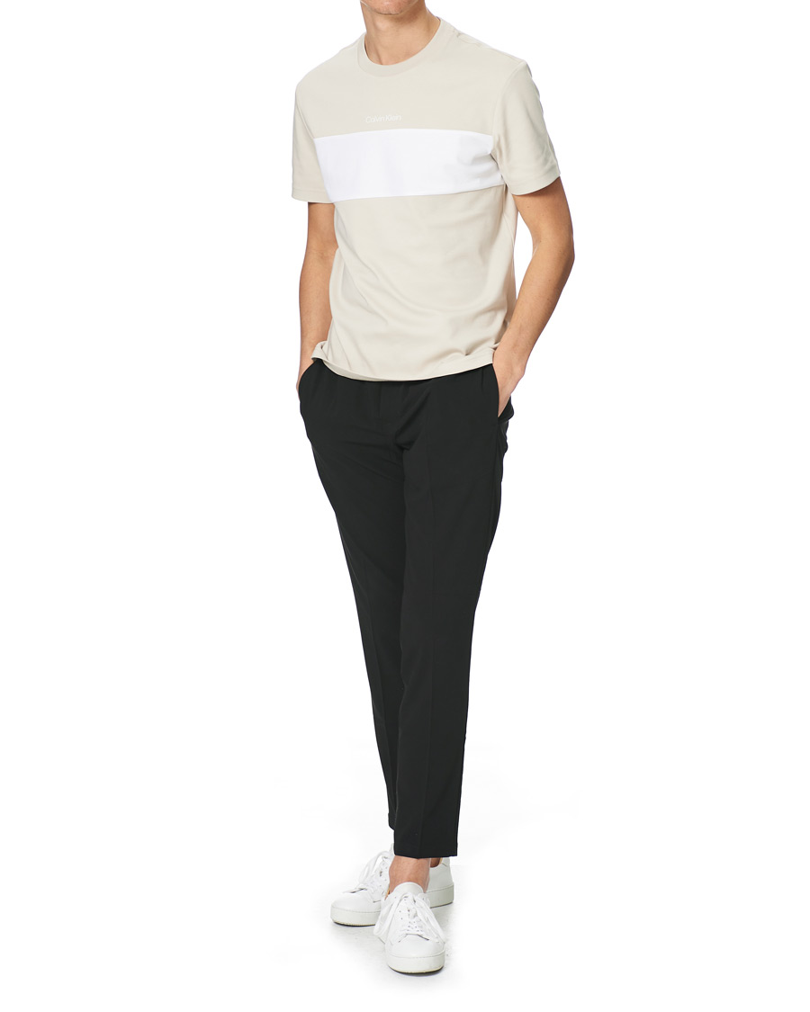 Men | T-Shirts | Calvin Klein | Logo Colorblock Crew Neck Tee Stony Beige/White