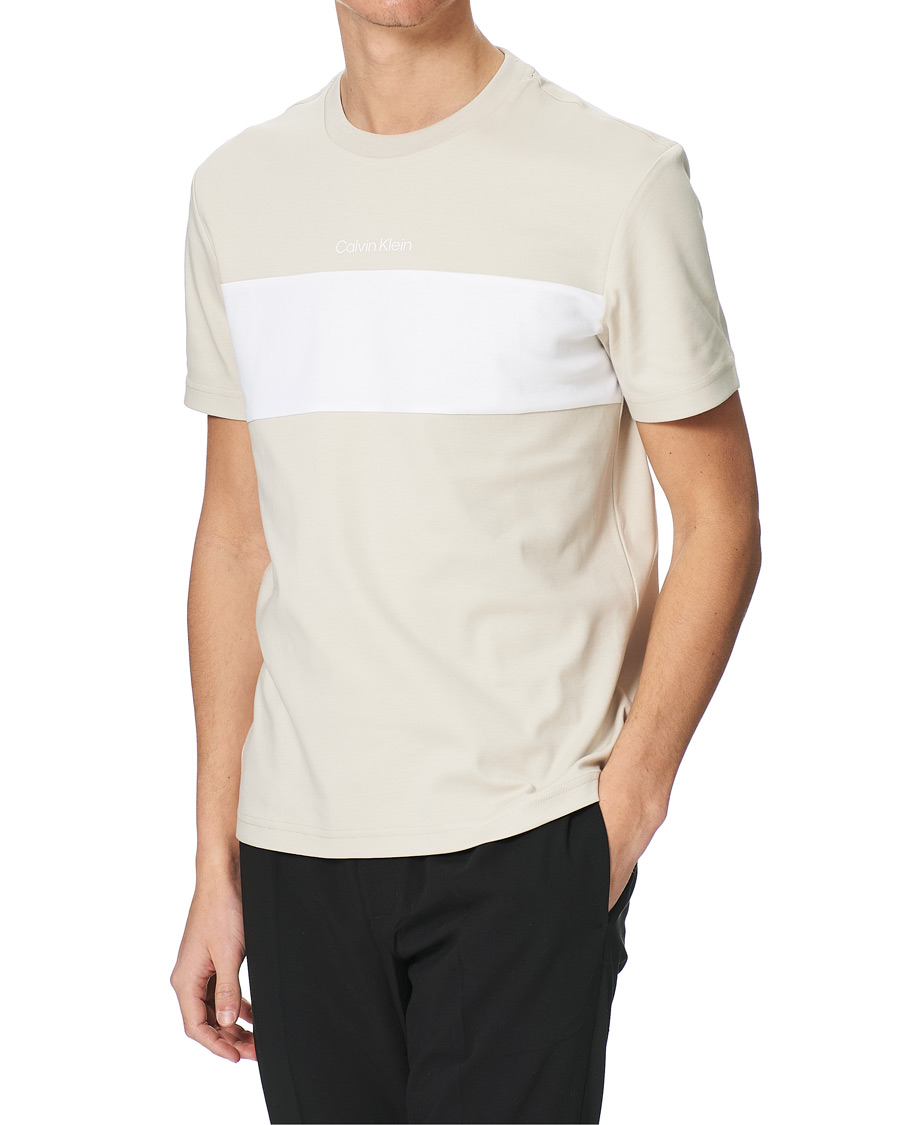 Men | T-Shirts | Calvin Klein | Logo Colorblock Crew Neck Tee Stony Beige/White