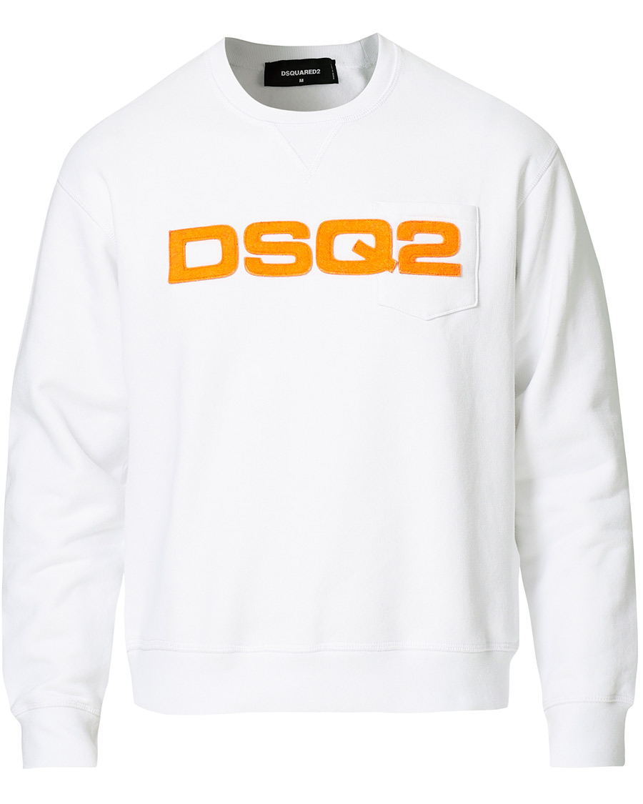 Men | Sweaters & Knitwear | Dsquared2 | Flock Logo Sweatshirt White