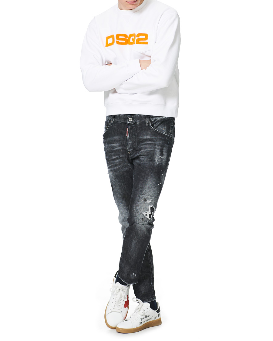 Men | Sweaters & Knitwear | Dsquared2 | Flock Logo Sweatshirt White
