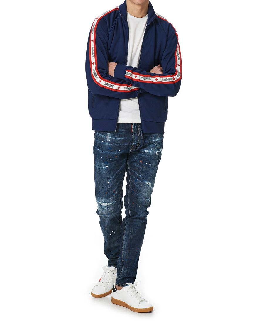 Men | Sweaters & Knitwear | Dsquared2 | Track Zip Top Dark Blue