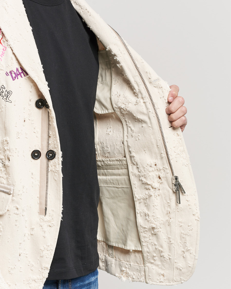 Men | Blazers | Dsquared2 | Painted Military Blazer Light Beige