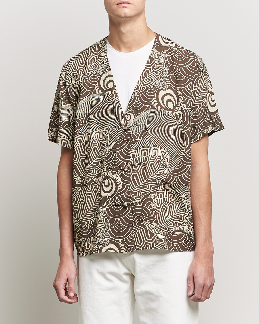 Men | Sweaters & Knitwear | orSlow | Hawaiian Cardigan Turtle Print