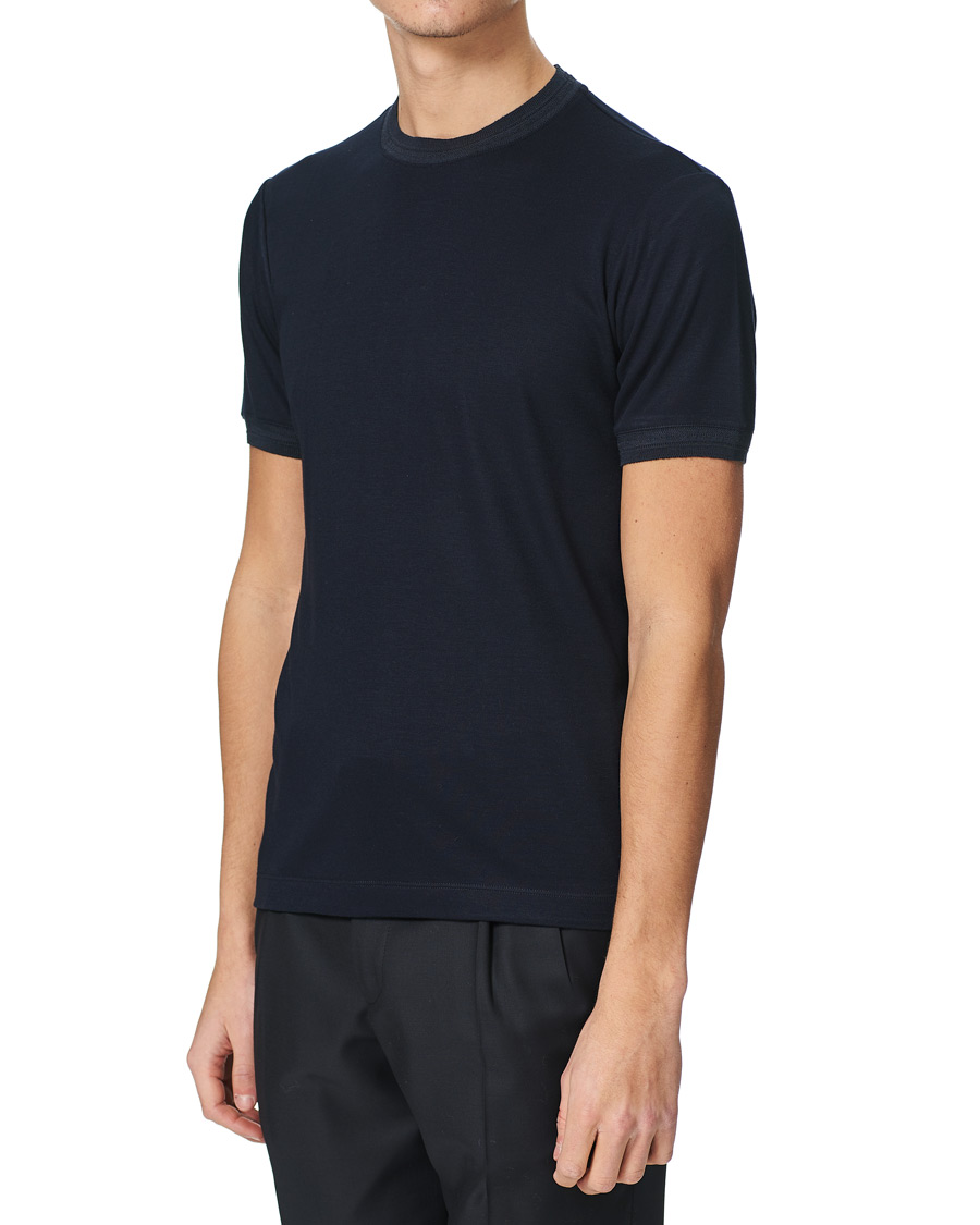 Men | T-Shirts | Giorgio Armani | Soft Silk T-Shirt Navy