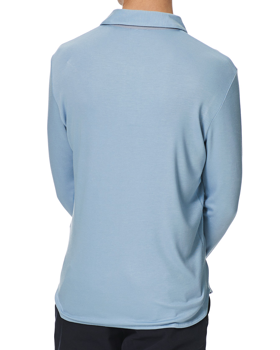 Men | Sweaters & Knitwear | Giorgio Armani | Silk Blend Long Sleeve Polo Light Blue