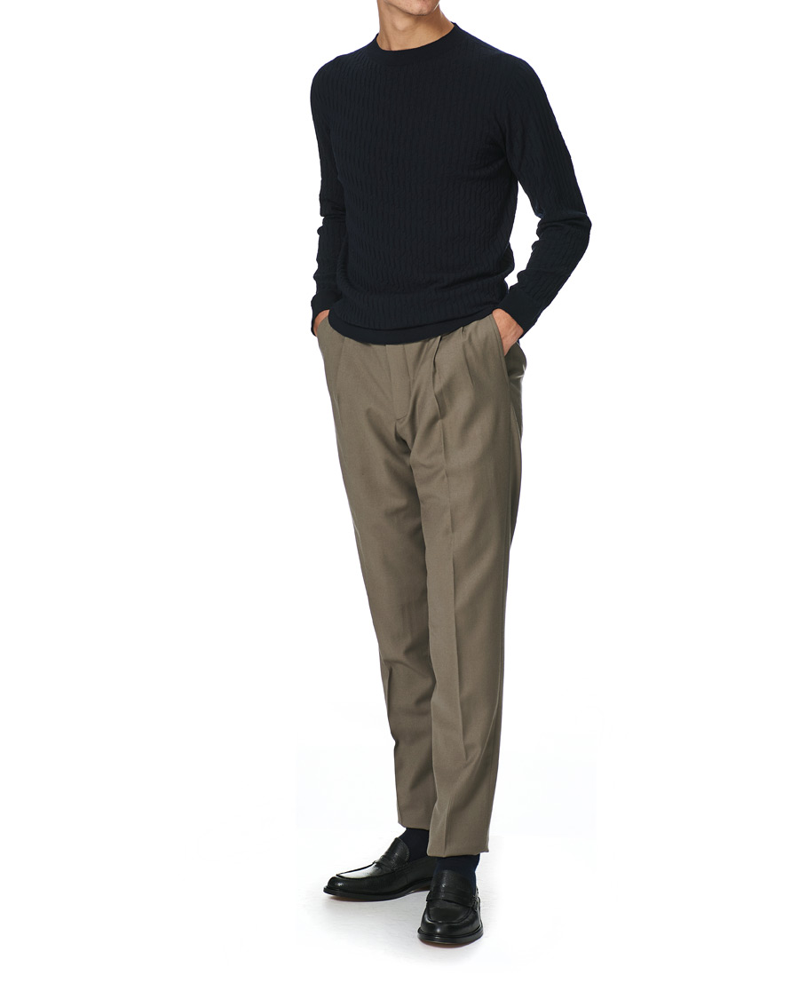 Men | Sweaters & Knitwear | Giorgio Armani | Wool Blend Crew Neck Sweater Navy