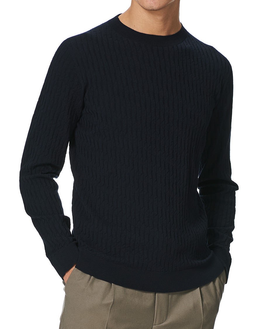 Men | Sweaters & Knitwear | Giorgio Armani | Wool Blend Crew Neck Sweater Navy