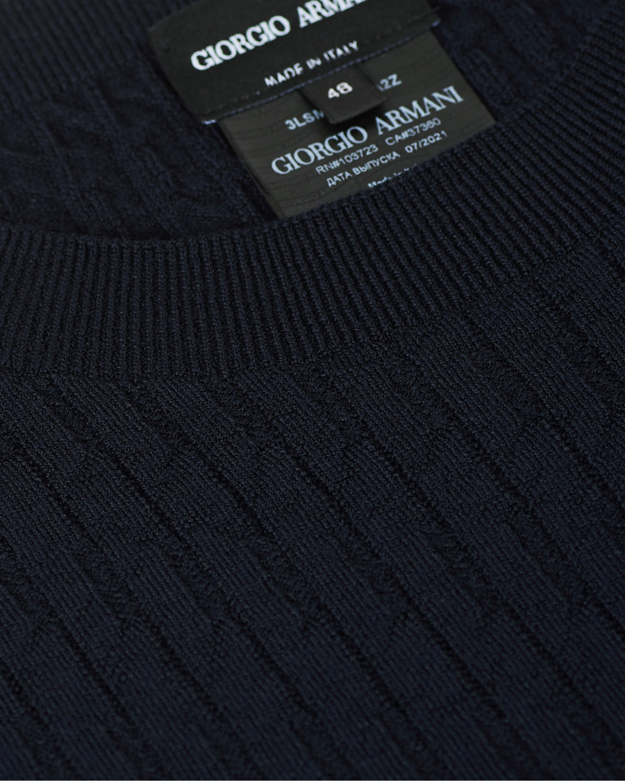 Men | Sweaters & Knitwear | Giorgio Armani | Wool Blend Crew Neck Sweater Navy