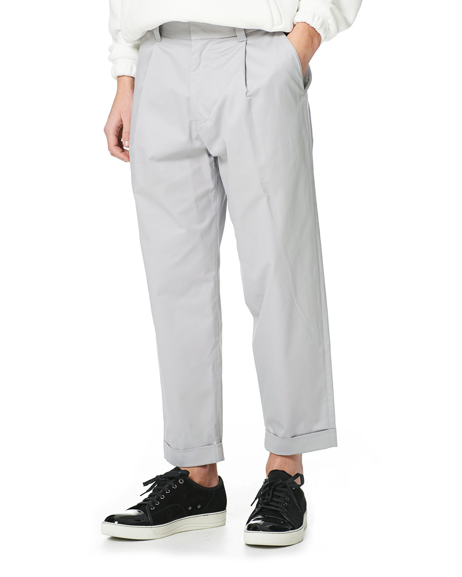 Men | Trousers | Giorgio Armani | Tapered Cotton Trousers Light Grey