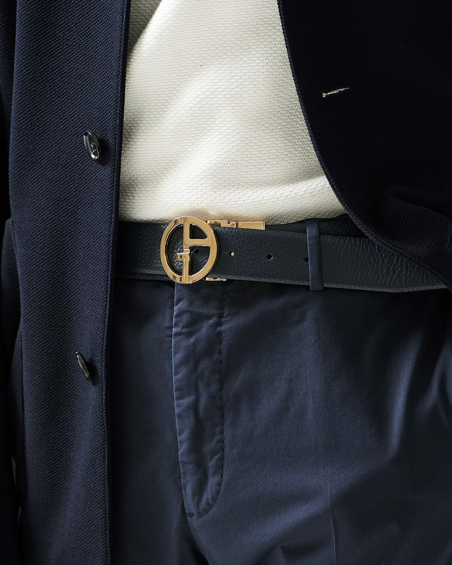 Men | Giorgio Armani Reversible Leather Belt Navy/Black | Giorgio Armani | Reversible Leather Belt Navy/Black