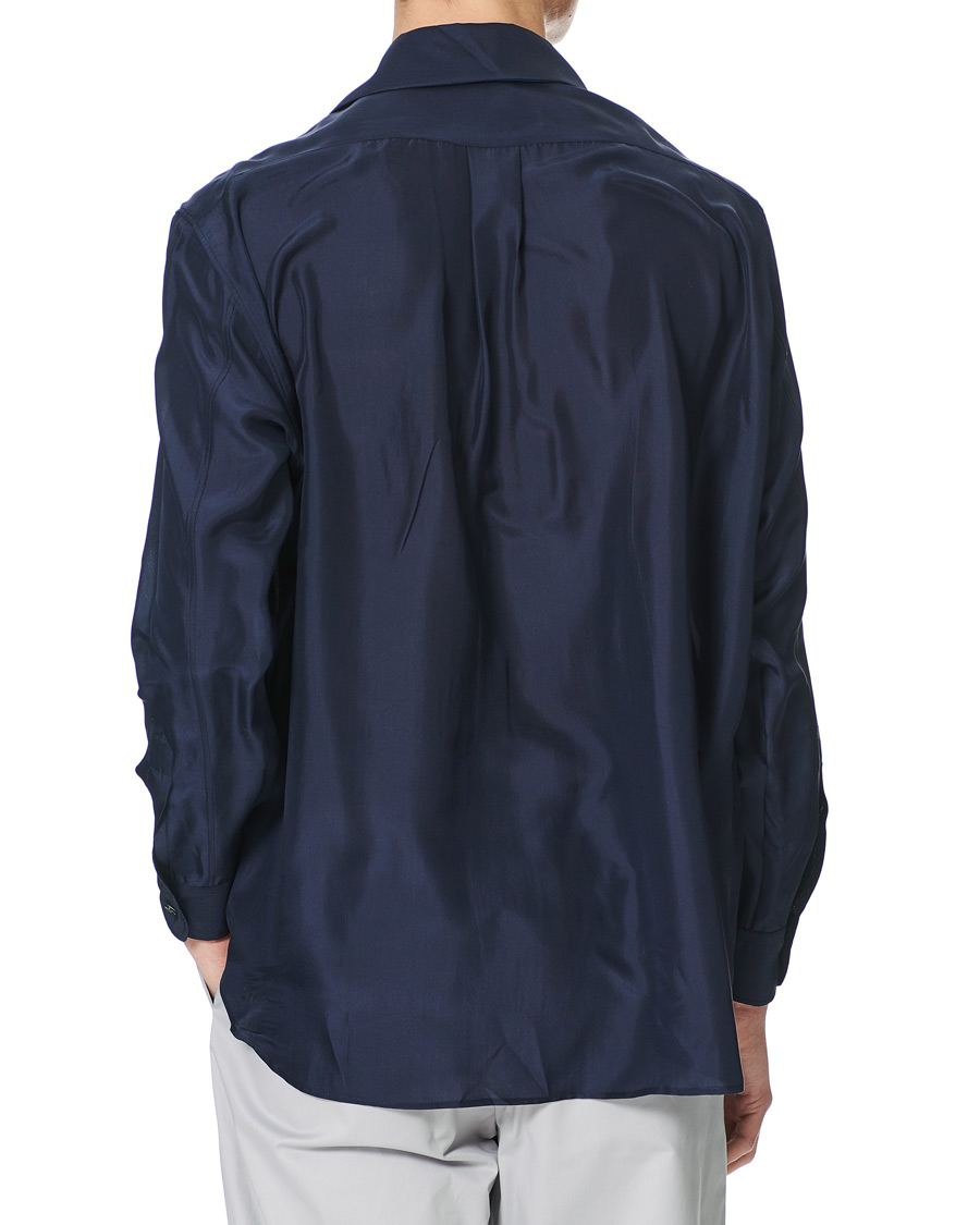 Men | Shirts | Giorgio Armani | Loose Fit Silk Shirt Navy