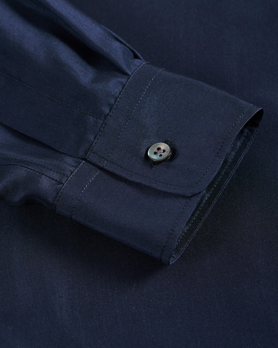 Men | Shirts | Giorgio Armani | Loose Fit Silk Shirt Navy