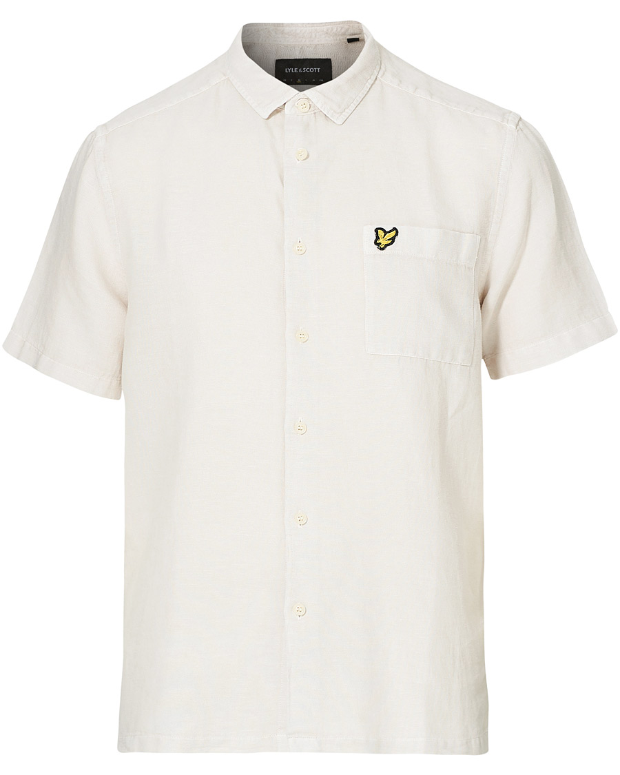 Men | Shirts | Lyle & Scott | Washed Cotton Linen Shirt Mist