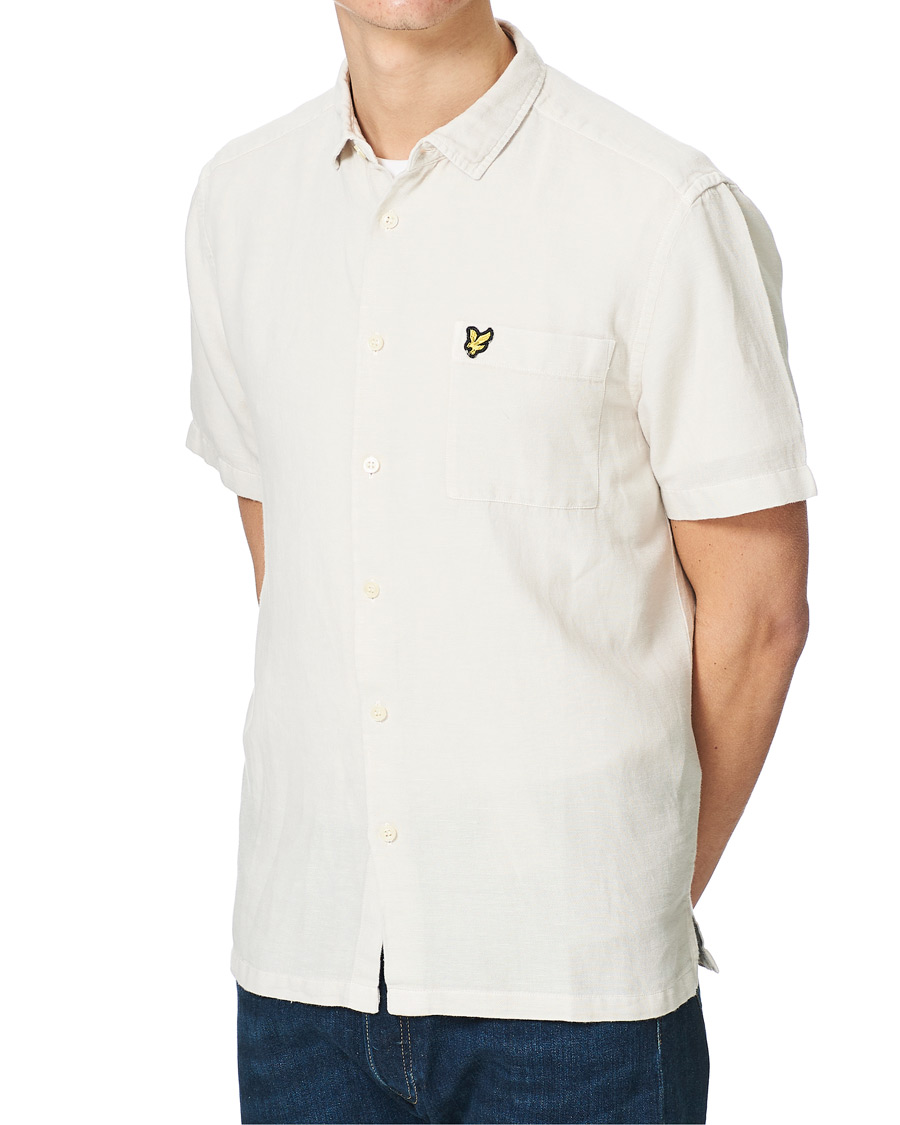 Men | Shirts | Lyle & Scott | Washed Cotton Linen Shirt Mist