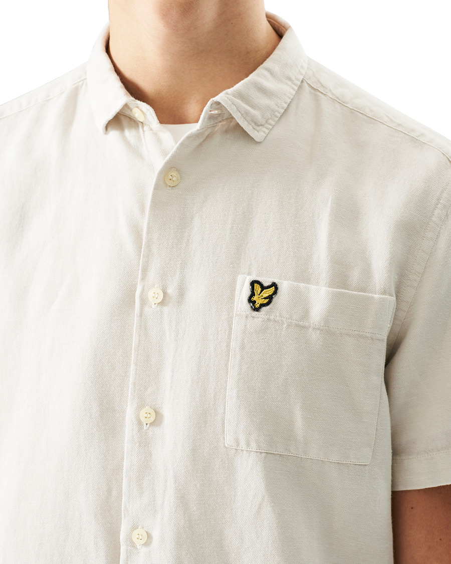 Men | Shirts | Lyle & Scott | Washed Cotton Linen Shirt Mist