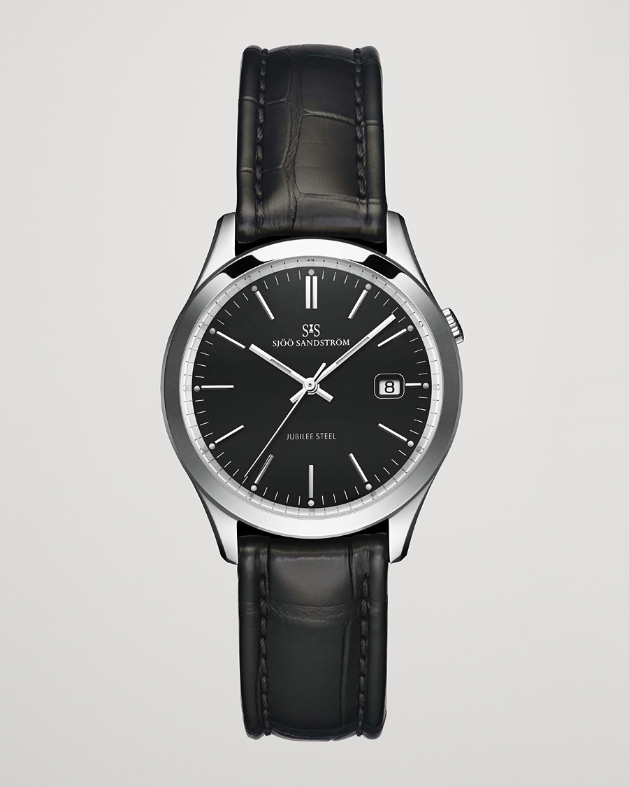 Men | Sjöö Sandström Jubilee Steel Quartz 40mm Black/Black Calf | Sjöö Sandström | Jubilee Steel Quartz 40mm Black/Black Calf