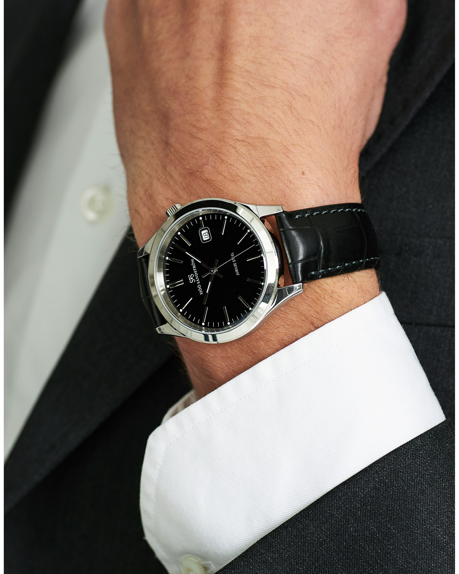 Men | Sjöö Sandström Jubilee Steel Quartz 40mm Black/Black Calf | Sjöö Sandström | Jubilee Steel Quartz 40mm Black/Black Calf