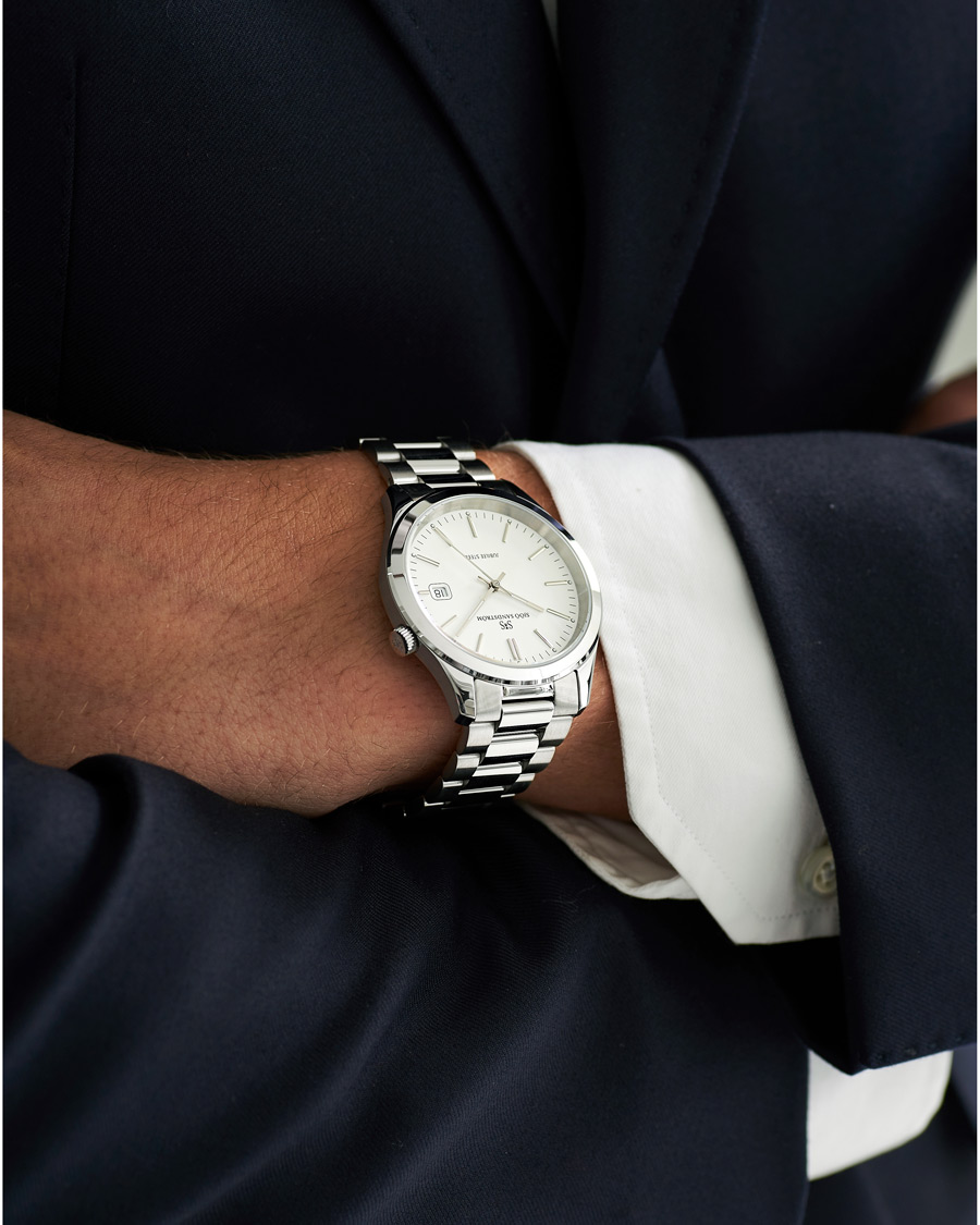 Men | Sjöö Sandström Jubilee Steel Quartz 40mm White/Steel | Sjöö Sandström | Jubilee Steel Quartz 40mm White/Steel
