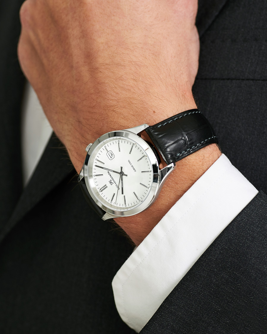 Men | Sjöö Sandström Jubilee Steel Quartz 40mm White/Black Calf | Sjöö Sandström | Jubilee Steel Quartz 40mm White/Black Calf