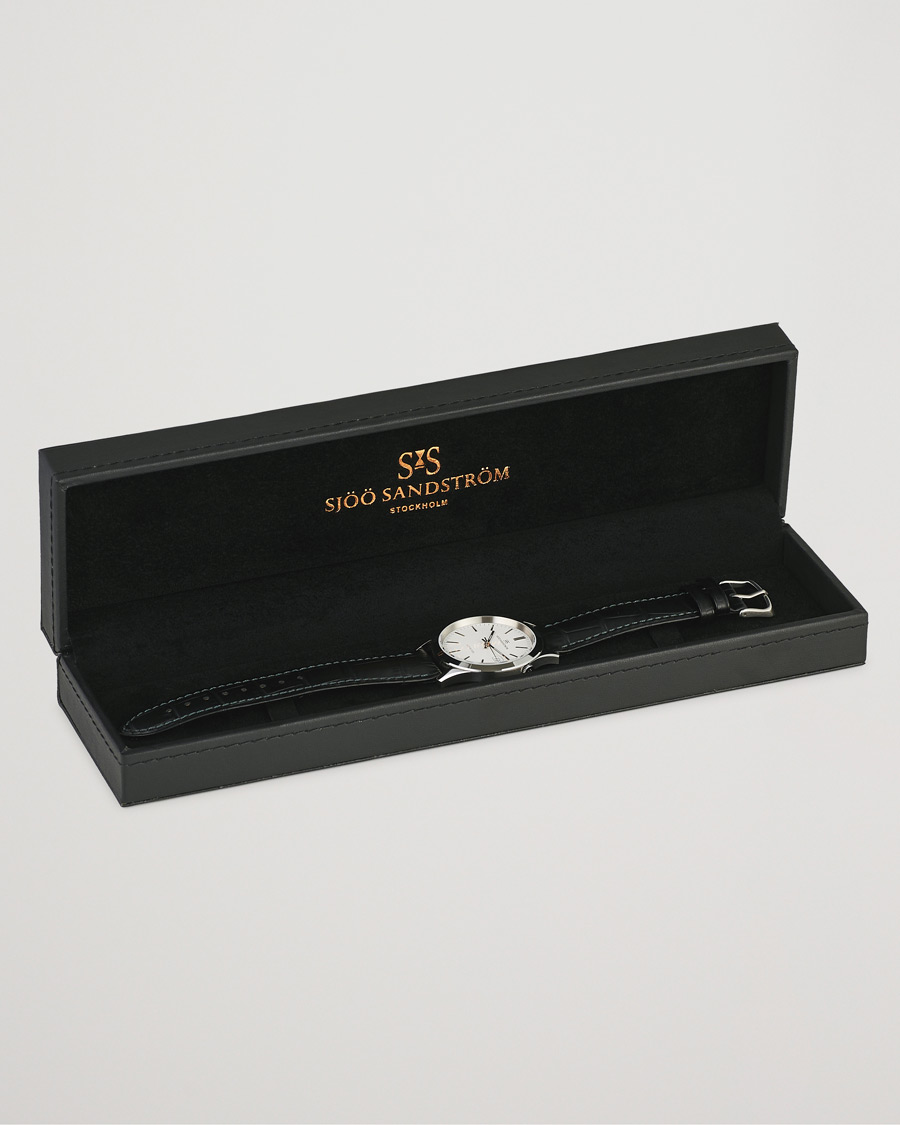 Men | Sjöö Sandström Jubilee Steel Quartz 40mm White/Black Calf | Sjöö Sandström | Jubilee Steel Quartz 40mm White/Black Calf