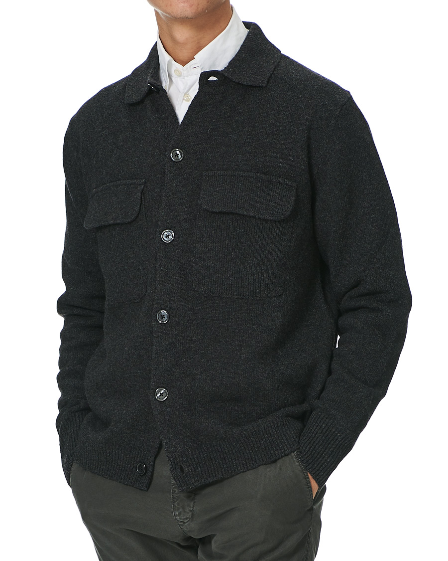 Men | Sweaters & Knitwear | Oscar Jacobson | Logan Wool Cardigan Charcoal