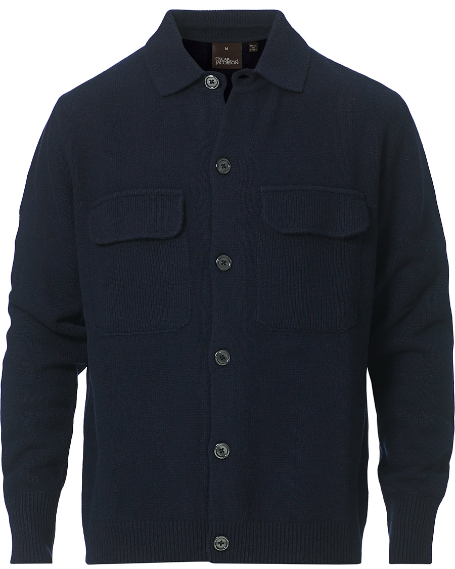 Men | Sweaters & Knitwear | Oscar Jacobson | Logan Wool Cardigan Navy