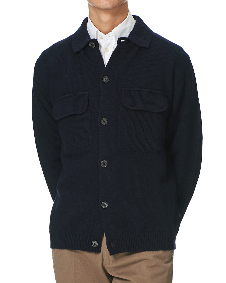 Men | Sweaters & Knitwear | Oscar Jacobson | Logan Wool Cardigan Navy