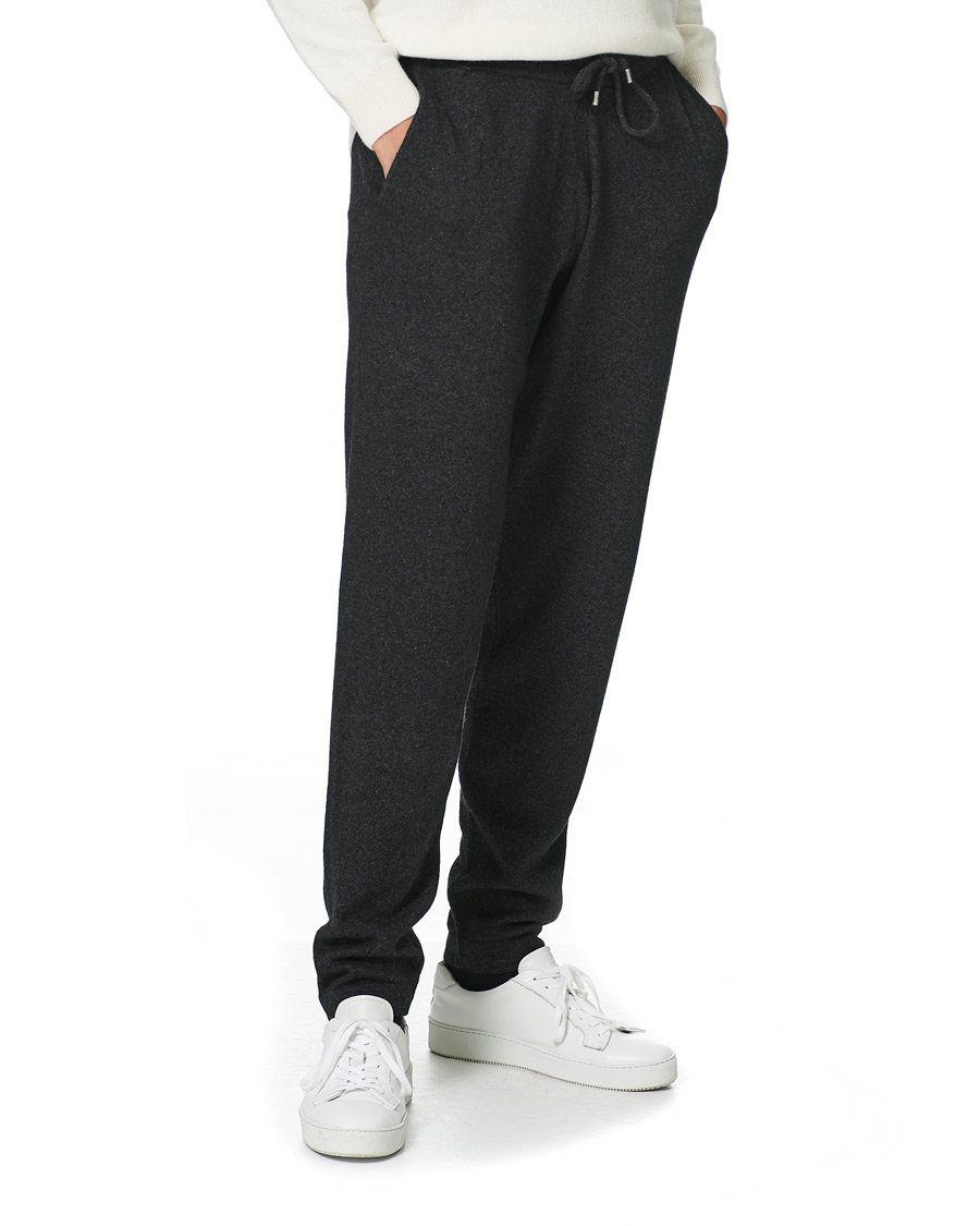 Men | Trousers | Oscar Jacobson | Parson Wool/Cashmere Sweatpants Charcoal