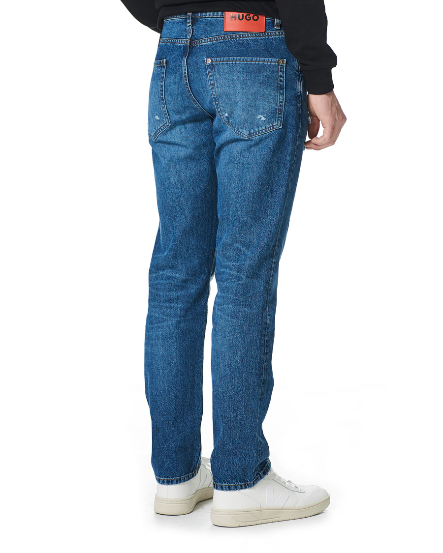 Men | Jeans | HUGO | 677 Regular Fit Distressed Jeans Medium Blue