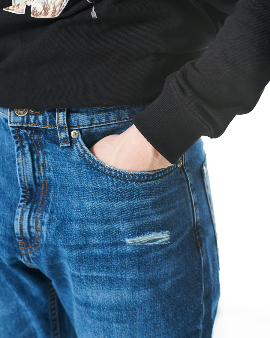 Men | Jeans | HUGO | 677 Regular Fit Distressed Jeans Medium Blue