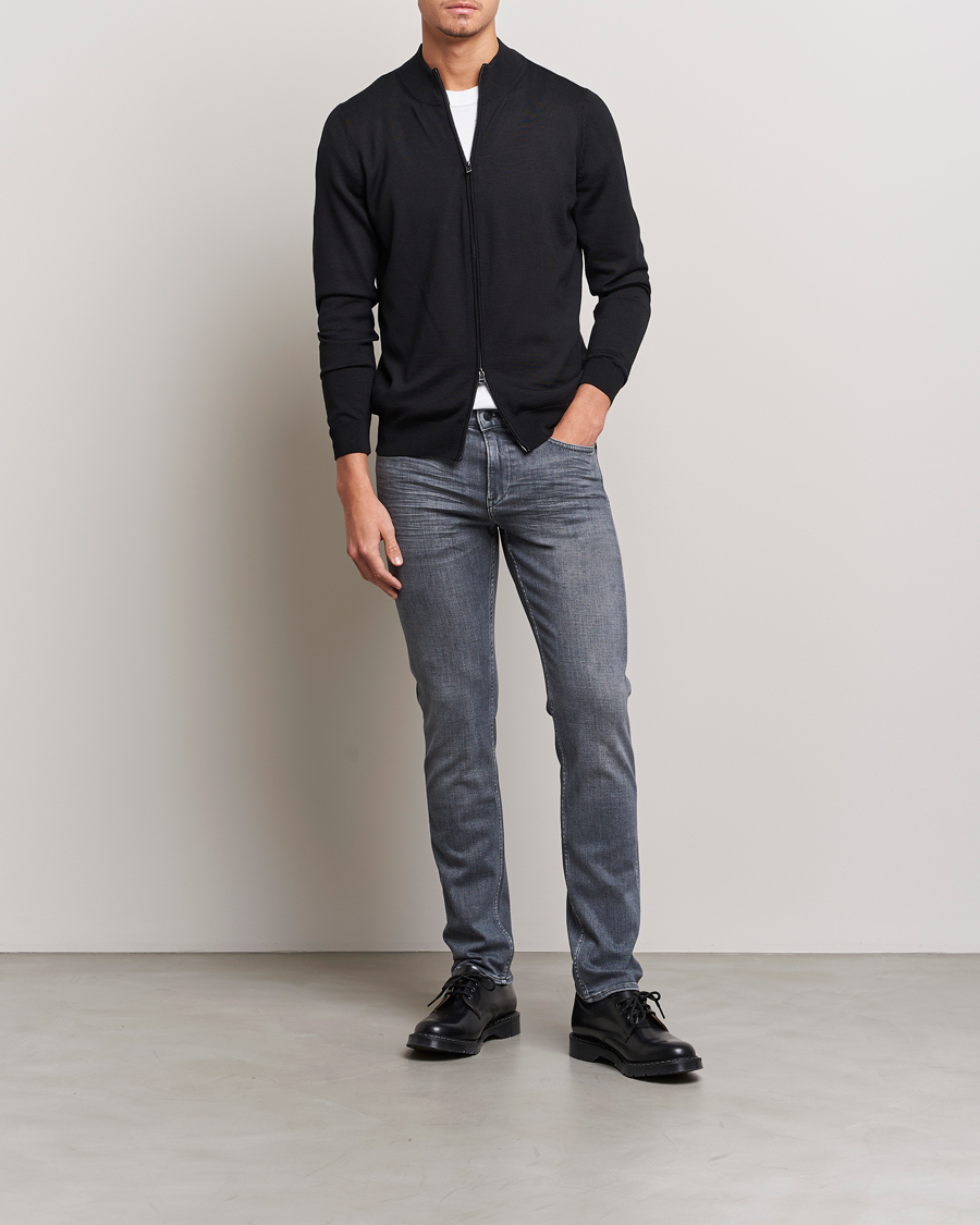 Men | Sweaters & Knitwear | BOSS BLACK | Balonso Full-Zip Sweater Black