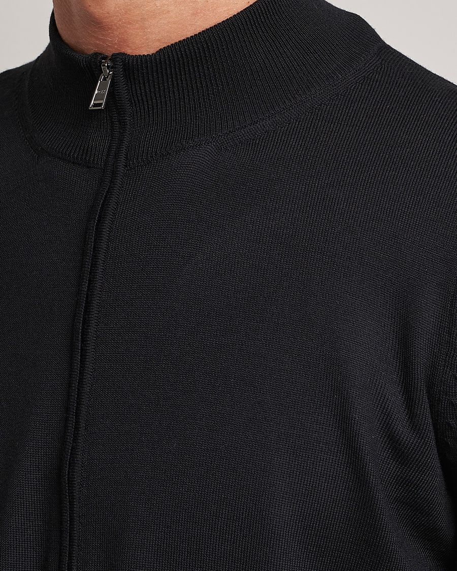 Men | Sweaters & Knitwear | BOSS BLACK | Balonso Full-Zip Sweater Black