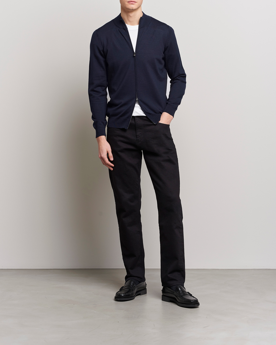 Men | Sweaters & Knitwear | BOSS BLACK | Balonso Full-Zip Sweater Dark Blue