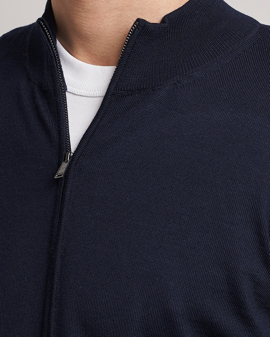 Men | Sweaters & Knitwear | BOSS BLACK | Balonso Full-Zip Sweater Dark Blue