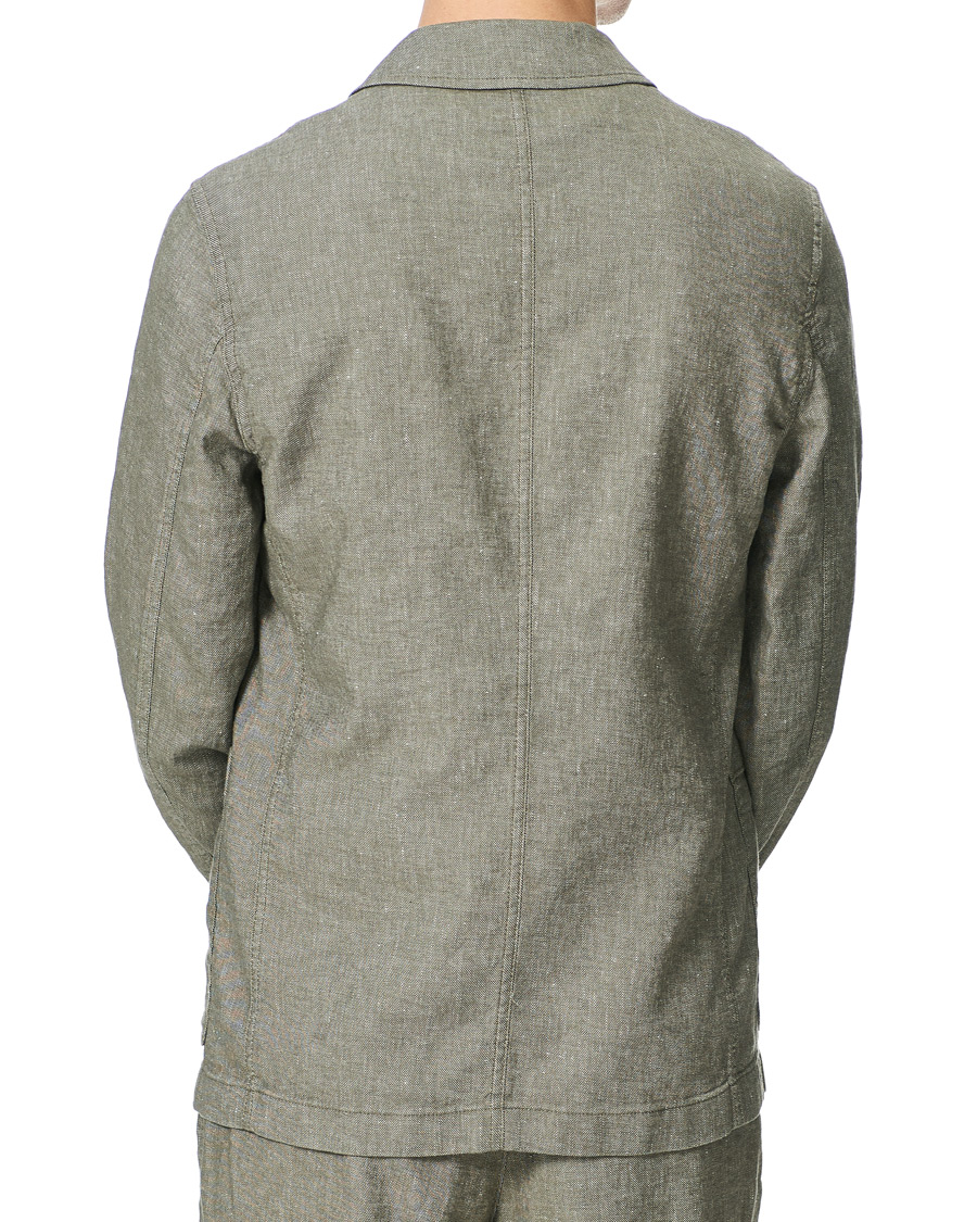 Men | Blazers | BOSS BLACK | BOSS Carper Cotton/Linen Workwear Jacket Open Green