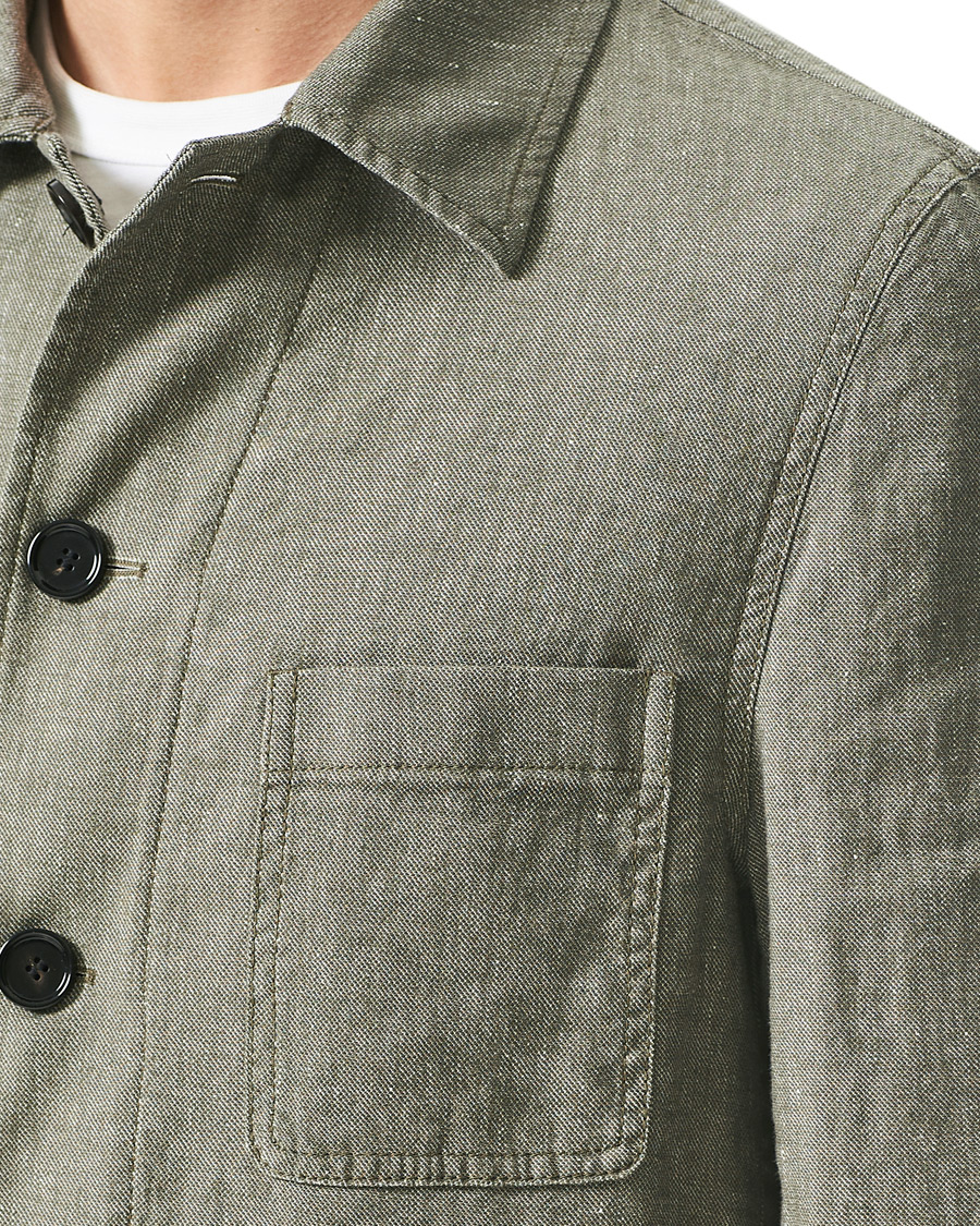 Men | Blazers | BOSS BLACK | BOSS Carper Cotton/Linen Workwear Jacket Open Green