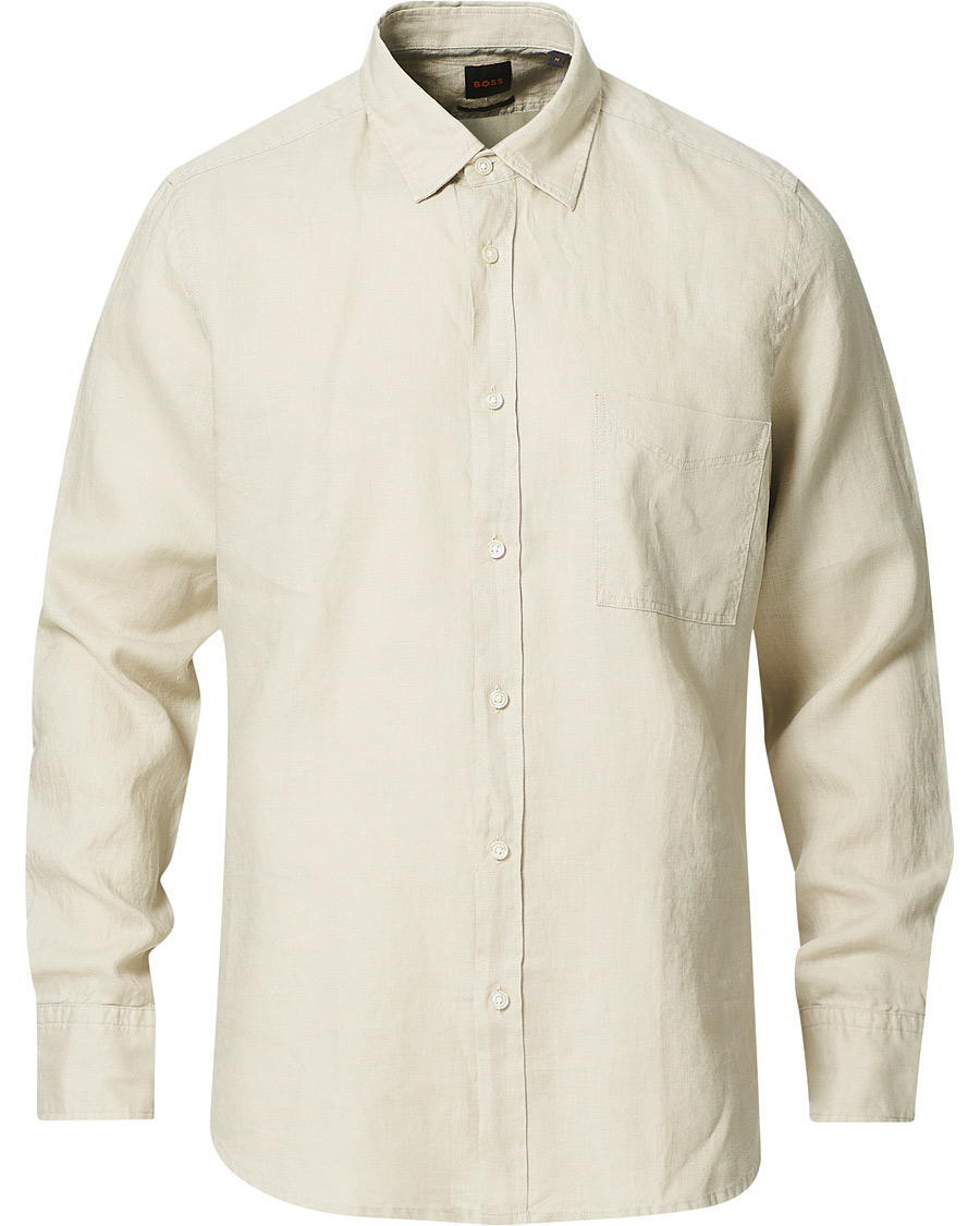 Men | Shirts | BOSS ORANGE | BOSS Casual Relegent Linen Shirt Light Beige