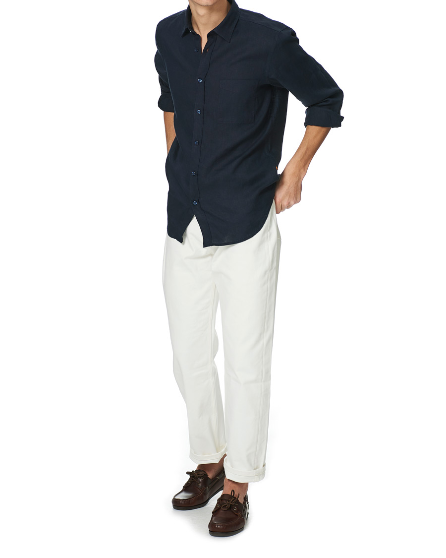 Men | Shirts | BOSS ORANGE | BOSS Casual Relegent Linen Shirt Dark Blue