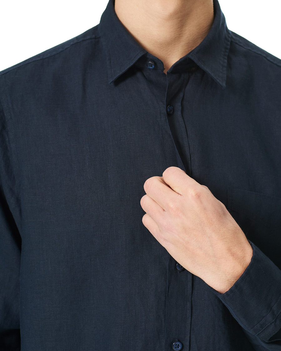 Men | Shirts | BOSS ORANGE | BOSS Casual Relegent Linen Shirt Dark Blue