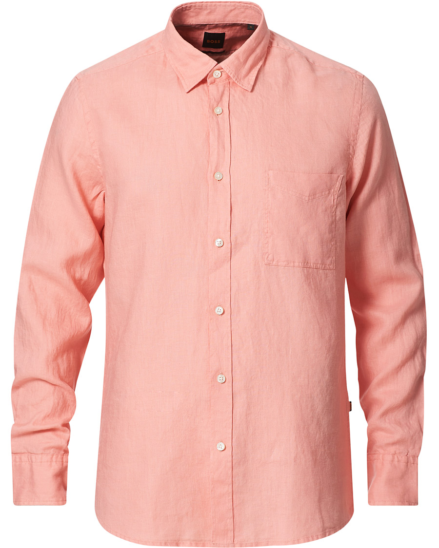 Men | Shirts | BOSS ORANGE | BOSS Casual Relegent Linen Shirt Pastel Red