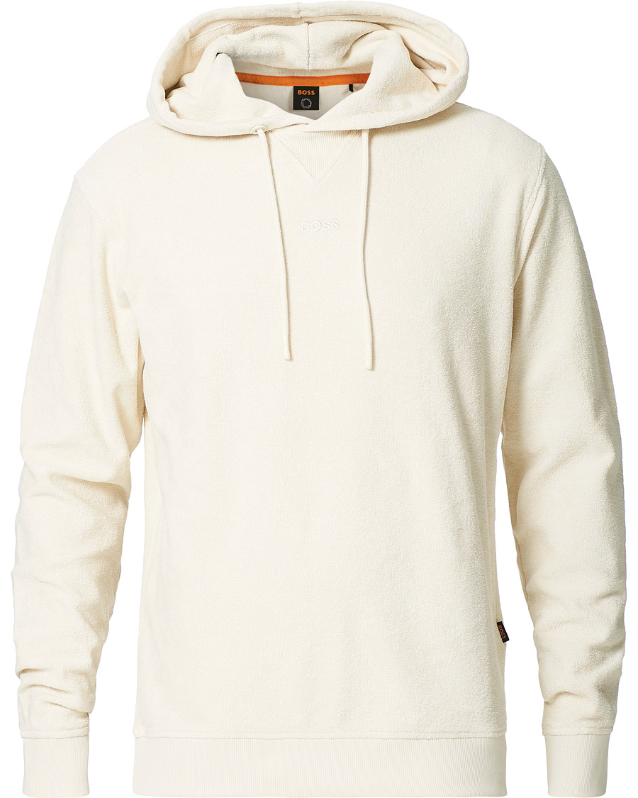 Men | Sweaters & Knitwear | BOSS ORANGE | BOSS Casual Wetowel Terry Hoodie Open White