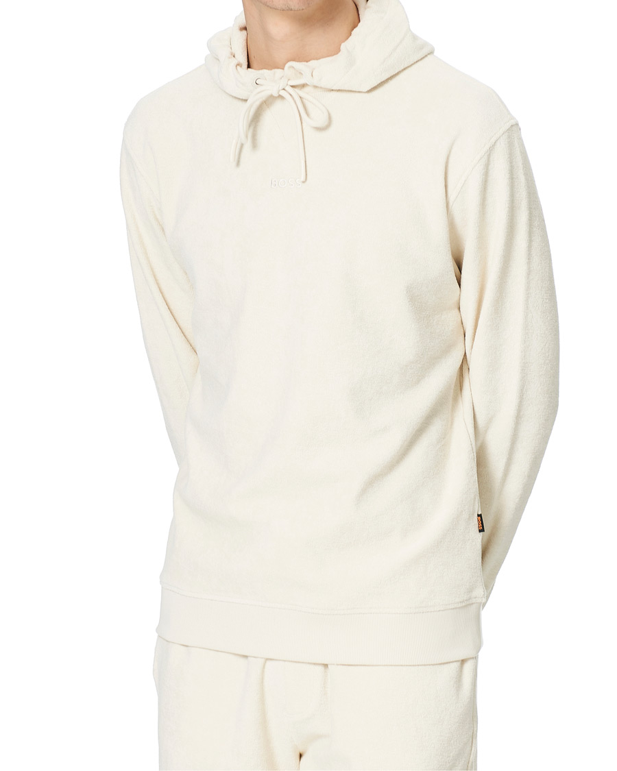 Men | Sweaters & Knitwear | BOSS ORANGE | BOSS Casual Wetowel Terry Hoodie Open White