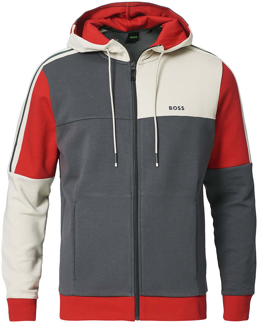 Men | Sweaters & Knitwear | BOSS GREEN | BOSS Athleisure Saggy Full Zip Hoodie Dark Grey