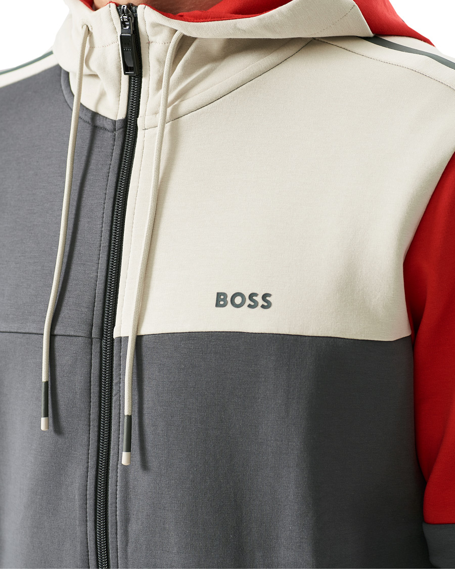 Men | Sweaters & Knitwear | BOSS GREEN | BOSS Athleisure Saggy Full Zip Hoodie Dark Grey