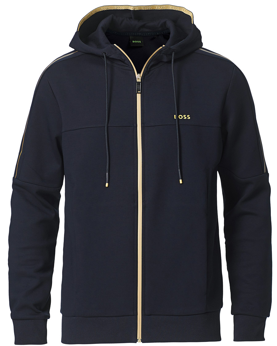 Men | Sweaters & Knitwear | BOSS GREEN | BOSS Athleisure Saggy Full Zip Hoodie Dark Blue